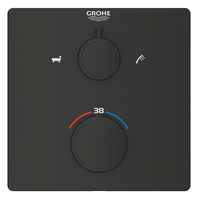 Grohe Grohtherm Smartcontrol Mitigeur baignoire - thermostatique - inverseur 2 voies - carré - noir mat