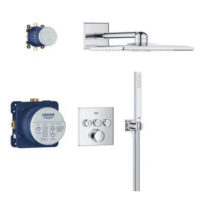 Grohe Grohtherm Smartcontrol Perfect Cube Douche pluie - thermostatique - encastrable - pomme de douche 31cm - chrome