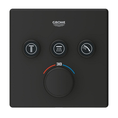 GROHE Grohtherm Smartcontrol Mengkraan - afdekset - thermostaat - met 3x omstel - phantom black