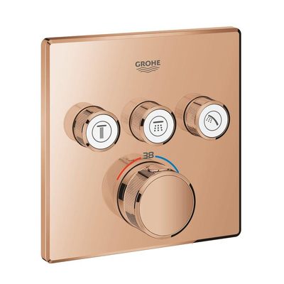 Grohe Grohtherm SmartControl Mengkraan - afdekset - thermostaat - met 3x omstel - warm sunset (koper)