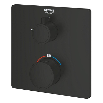 Grohe Grohtherm Mengkraan - afdekset - thermostatisch - 1 uitgang - vierkant - matte black (mat zwart)