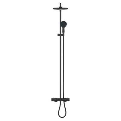 Grohe Tempesta system 250 Douche pluie - 158.8cm - pommeau de douche 25cm - douchette ronde - 2 jets - thermostatique - Noir mat