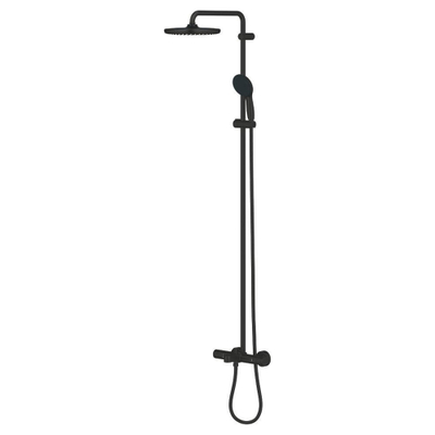 Grohe Tempesta system 250 Douche pluie - 158.8cm - pommeau de douche 25cm - douchette ronde - 2 jets - thermostatique - Noir mat