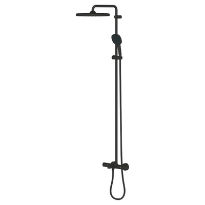 Grohe Tempesta 250 Cube Douche pluie - 164.1cm - pomme de douche 25cm - douchette carrée - 2 jets - thermostatique - noir mat