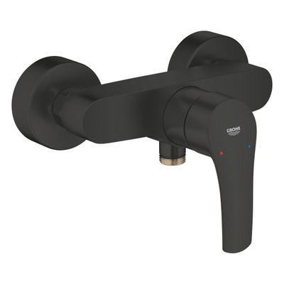 GROHE Eurosmart Ensemble de douche - avec levier - raccords en S - ensemble barre coulissante - douchette carrée - 2 types de jets - noir mat