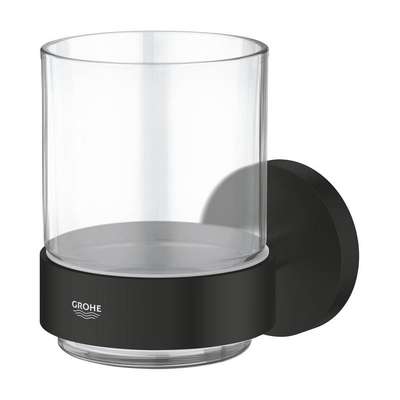 Grohe Essentials Bekerhouder - 10.6x9.9cm - met glas - matte black (mat zwart)