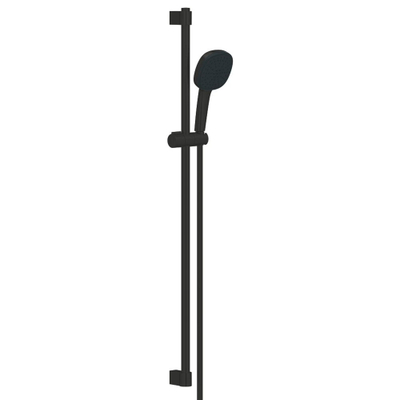 GROHE Tempesta Cube 110 Ensemble barre de douche - 90cm - douchette à main carrée - 2 jets - flexible de douche lisse - noir mat