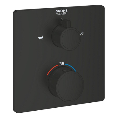 Grohe Grohtherm Smartcontrol Mitigeur baignoire - thermostatique - inverseur 2 voies - carré - noir mat