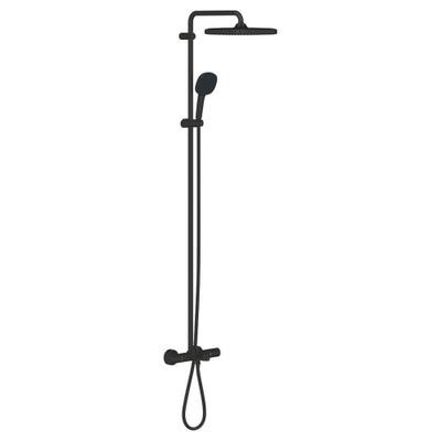 Grohe Tempesta 250 Cube Douche pluie - 164.1cm - pomme de douche 25cm - douchette carrée - 2 jets - thermostatique - noir mat