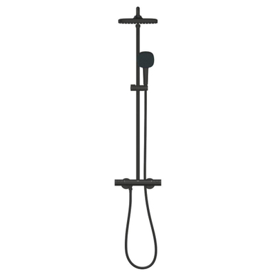 Grohe Tempesta 250 Cube Douche pluie - 113.2cm - pomme de douche 25cm - douchette carrée - 2 jets - thermostatique - noir mat