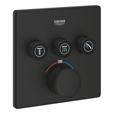 Grohe Grohtherm SmartControl Mengkraan - afdekset - thermostaat - met 3x omstel - phantom black (zwart)