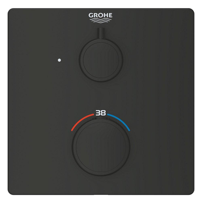 Grohe Grohtherm Mengkraan - afdekset - thermostatisch - 1 uitgang - vierkant - matte black (mat zwart)