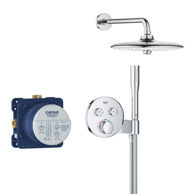 Grohe Grohtherm SmartControl regendoucheset – thermostatisch – Ø26 cm hoofddouche – gebogen wandarm – chroom