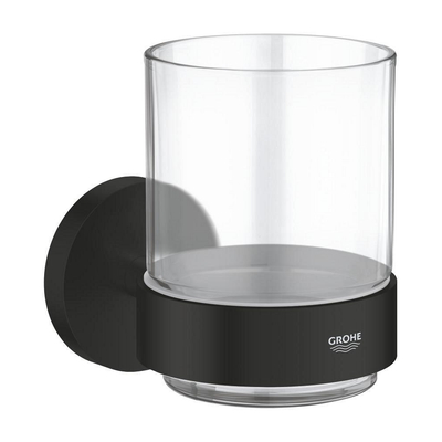 Grohe Essentials Bekerhouder - 10.6x9.9cm - met glas - matte black (mat zwart)