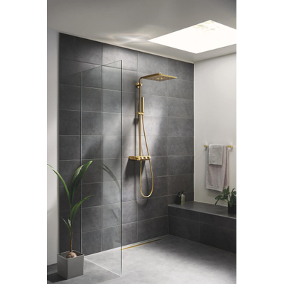 Grohe Euphoria SmartControl System310 Cube Duo Douche pluie avec robinet thermostatique - entraxe 15cm - pommeau de douche Euphoria - douchette Cube - Cool sunrise brillant (or)