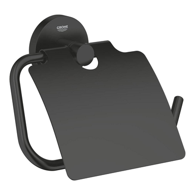Grohe Essentials Toiletrolhouder - met klep - matte black (mat zwart)