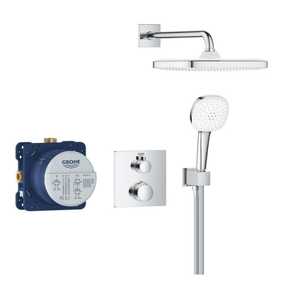Grohe Grohtherm ensemble de douche pluie apparent – thermostatique – bras de plafond 38 cm – chrome