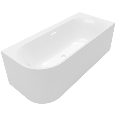 Villeroy & Boch Loop & Friends kunststof - inbouw duobad acryl back to wall oval - 180x80x47cm hoekuitvoerin - Stone White (mat wit)
