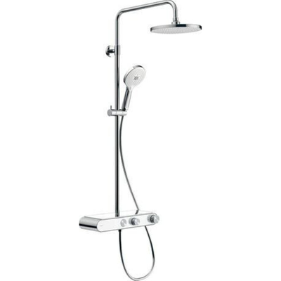 Duravit Shower Systems Douchesysteem - mitigeur thermostatique - entraxe 15cm - flexible 160cm - pomme de douche 23cm - douchette ronde - chrome/blanc brillant