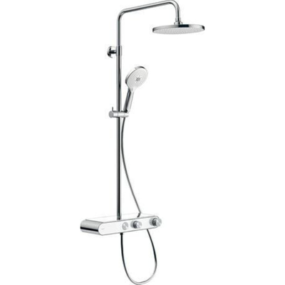 Duravit Shower Systems Douchesysteem - thermostaische mengkraan - HOH=15cm - slang 160cm - hoofddouche 23cm - handduche rond - chroom/wit hoogglans