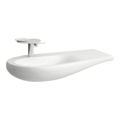 Laufen Alessi One meuble-vasque de salle de bains 90x50x16.5cm sans trou de robinet vasque à gauche. surface de dépose à droite incl. bonde en céramique lcc-blanc