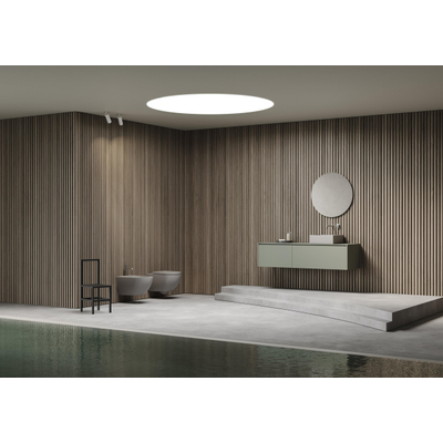 Royal Plaza Belbo wandcloset 55cm cycloneflush zonder spoelrand met zitting softclose kleur woud SHOWROOMMODEL