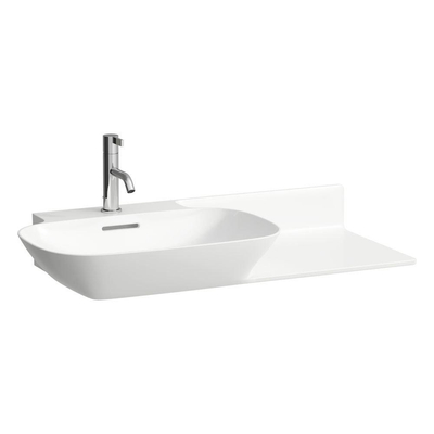 Laufen ino Lavabo pour meuble 90x45cm avec vasque gauche et plateau droite avec trou de robinet et trop-plein avec LCC blanc