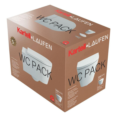 Pack WC Laufen KBL - sans bride - 37x54,5x35,5cm - à fond creux - fermeture douce - bande de montage - kit de fixation EASYFIT - céramique/duroplast - blanc