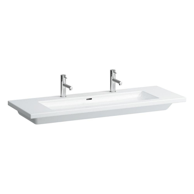 Laufen Living Square lavabo meuble 130x48x15cm 2 x 1 trou de robinet avec trop-plein céramique blanc