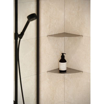 Looox Storage Collection Étagère d'angle – 30 cm – bords arrondis – acier inoxydable