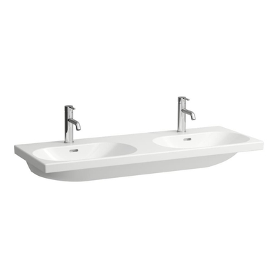 Laufen Lua double lavabo 46x120x18cm 0 trous de robinet sans traitement anticalcaire Céramique Blanc