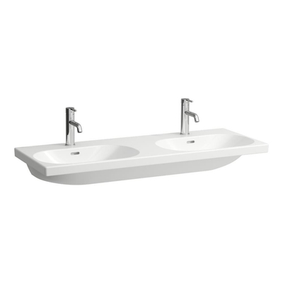 Laufen lua lavabo double 46x120x18cm 2 robinets sans traitement anti-calcaire céramique blanc