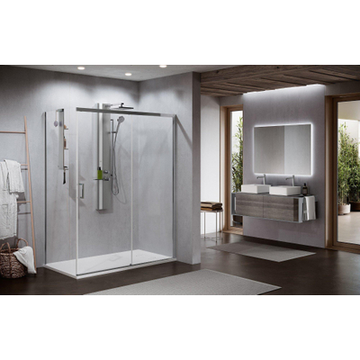 Novellini ZEPHYROS 2.0 Porte de douche - 200x114-117cm - porte coulissante - verre de sécurité - chrome brillant