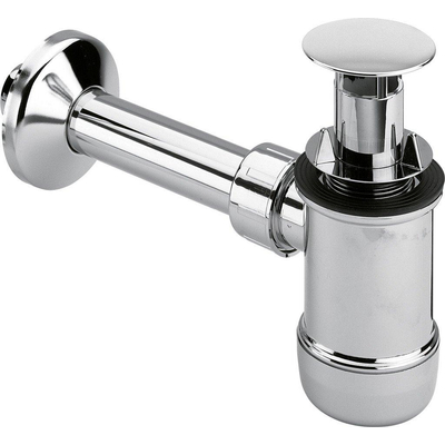 Viega siphon à cloche avec tube plongeur extractible 5/4 avec tube mural et rosette chrome