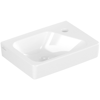 Villeroy & Boch Architectura Fontein - 26.5x36cm - 1 kraangat - links - overloop - wit alpin