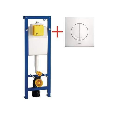 Wisa XS Inbouwreservoir - 118x38cm - frontbediening - met bedieningsplaat Glans Wit