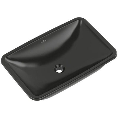 Villeroy & Boch Loop & Friends onderbouwwastafel - 61.5x38cm - zonder kraangat - met overloop CeramicPlus - Pure Black (zwart)
