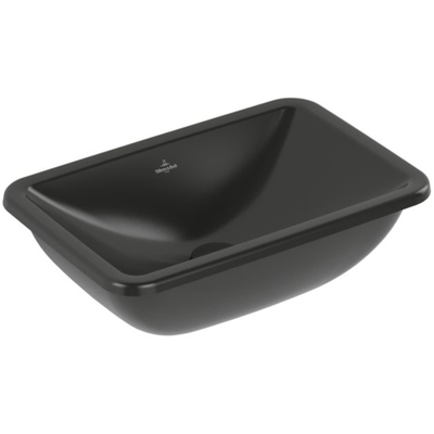 Villeroy & Boch Loop & Friends onderbouwwastafel - 45x28cm - zonder kraangat - met overloop CeramicPlus - Pure Black (zwart)