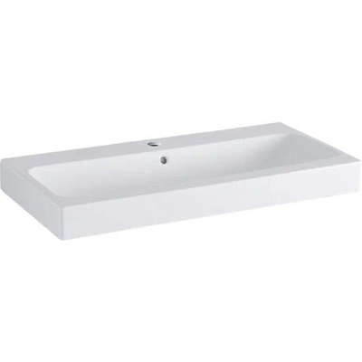 Geberit ICon wastafel - 60x48.5x15.5cm - 1 wasbak - 1 kraangat Midden - met overloopgat - keramiek - glans wit