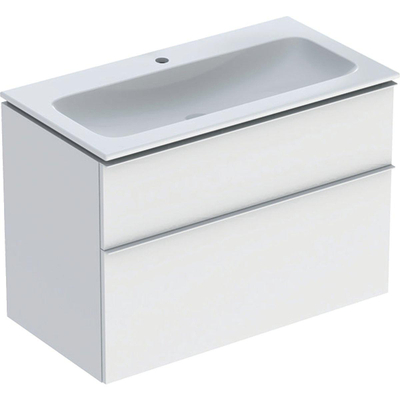 Geberit icon ensemble de meubles de salle de bains 90x63x48cm 2 tiroirs avec fermeture souple panneau de particules anti-salissures blanc mat