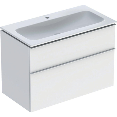 Geberit ICon wastafel - 90cm KeraTect - met onderkast - 2 la witmat - softclose - mat wit