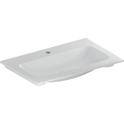 Geberit Icon lavabo-plan de toilette 90x48x13cm 1 cuve 1 trou de robinetterie Central sans trop-plein effet déperlant Céramique Blanc brillant