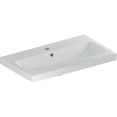 Geberit ICon Light wastafel - 75x42x17cm - 1 wasbak - 1 kraangat Midden - met overloopgat - keramiek - glans wit