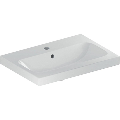 Geberit ICon Light wastafel - 60x42x17cm - 1 wasbak - 1 kraangat Midden - met overloopgat - keramiek - glans wit