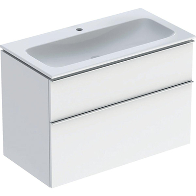 Geberit icon ensemble de meubles de salle de bains 90x63x48cm 2 tiroirs avec fermeture souple panneau de particules anti-salissures blanc