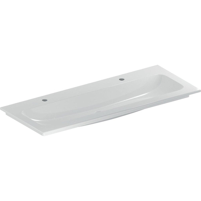 Geberit ICon meubelwastafel - 120x48x13cm - 1 wasbak - 2 kraangaten Links en rechts - zonder overloopgat - keramiek - glans wit