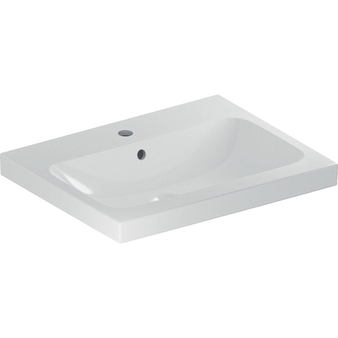 Geberit ICon Light wastafel - 60x48x16cm - 1 wasbak - 1 kraangat Midden - met overloopgat - keramiek - glans wit SW547014
