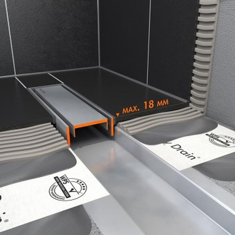 Easy Drain Compact caniveau de douche modulo design 70cm avec grille zero plus garde d'eau 30mm inox brossé GA36424