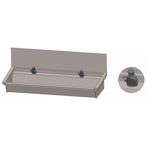 Intersan Sanilav auge de lavage avec dosseret 120cm avec 2 robinets temporisés inox 304 GA32401