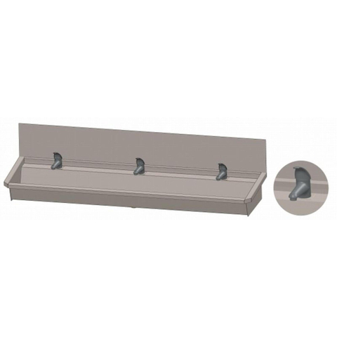Intersan Sanilav wasgoot met spatbord 180cm met 3 1 greeps kranen inox 304 GA32430